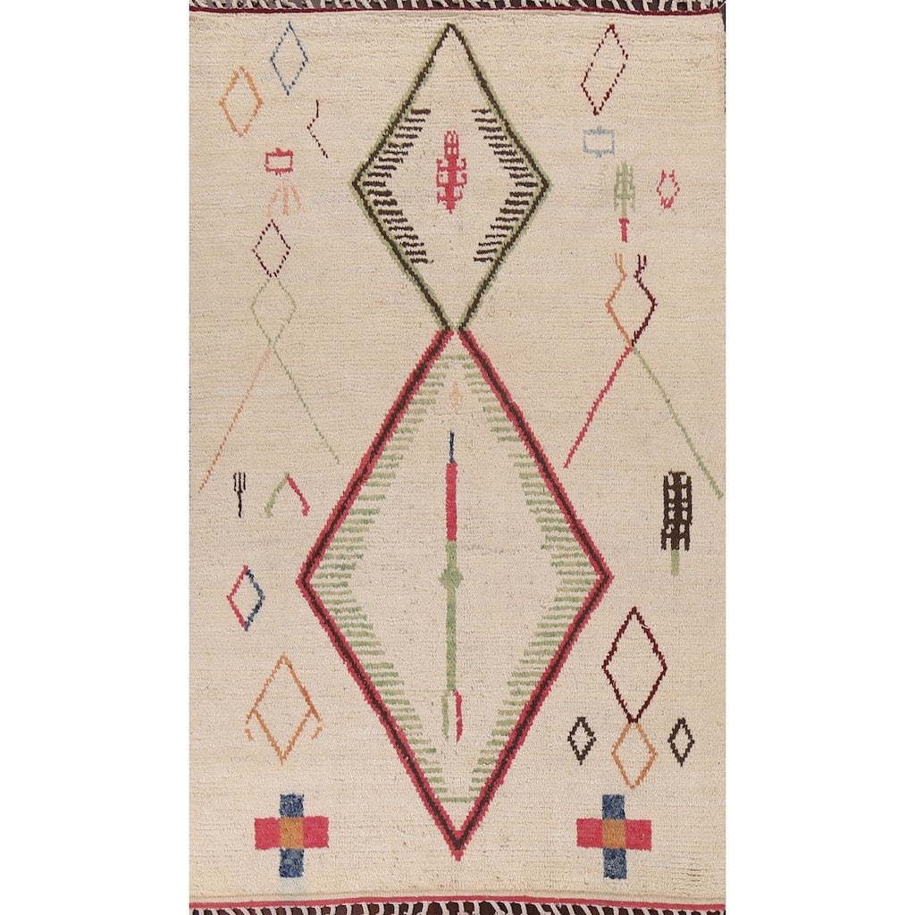 Tribal Oriental Moroccan Wool Area Rug Hand-knotted Home Decor Carpet - 6'1" x 9'9"