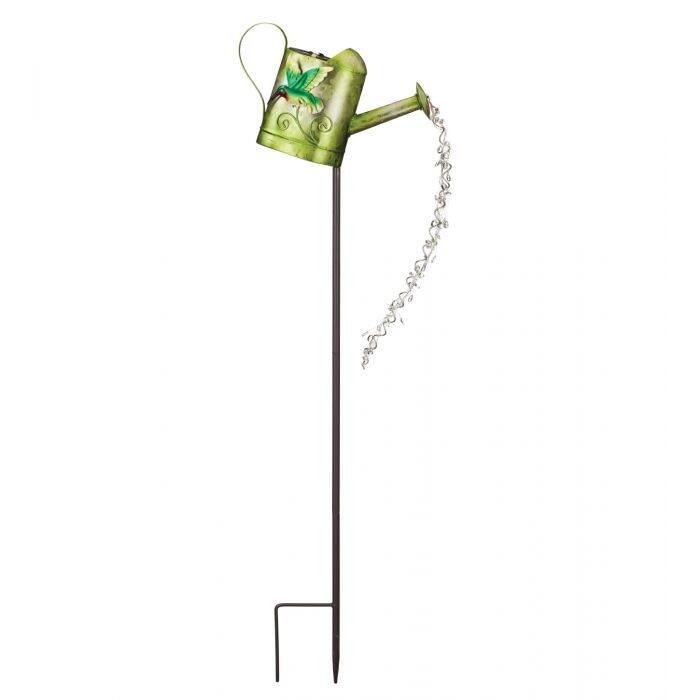 Watering Can Solar Stake - Hummingbird