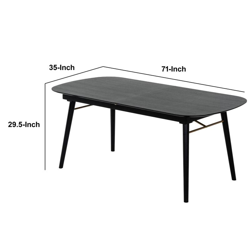 Obround Top Wooden Dining Table with Extendable Leaf, Charcoal Gray