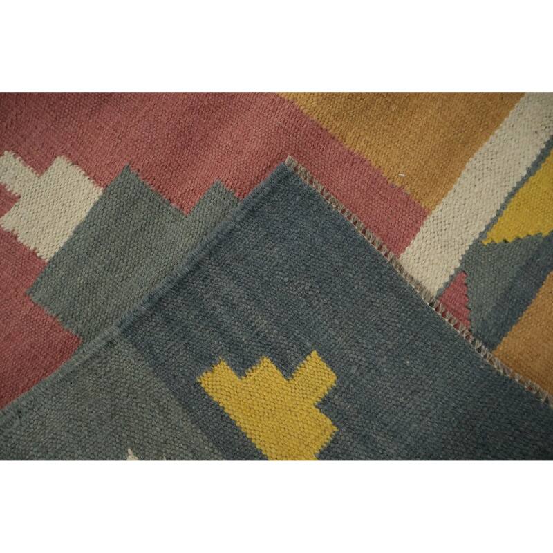 Hand Woven Oriental 100% Wool Carpet Southwestern Tribal Greys & Charcoal Kilim Area Rug - 12' 1'' X 8' 7''