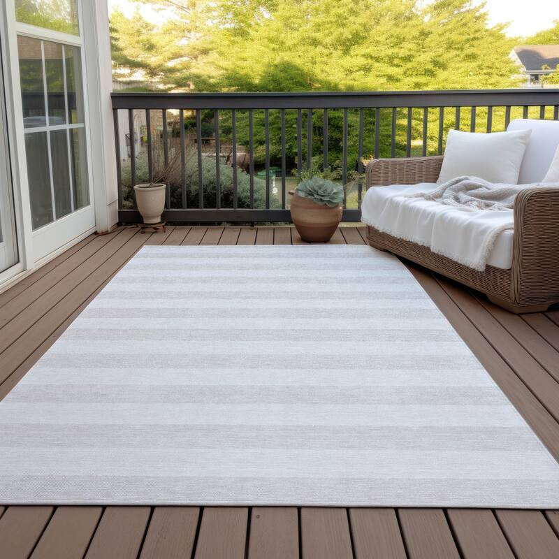 Alluva Stripe Weather Resistant Blended Style Outdoor Rug