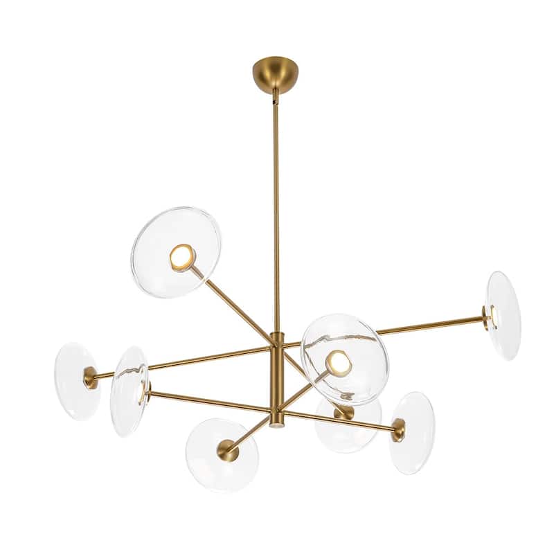 Mid-Century 8-Light Disc Glass Dimmable LED Sputnik Chandelier - N/A