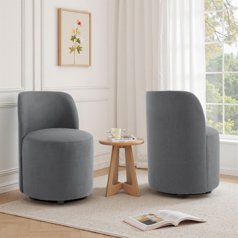 Lumibee 21" W Upholstered Side Dining Chair Set of 2 - Dark Grey-Cotton Linen