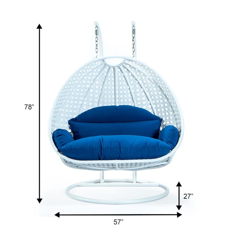 Egg Shaped 2-Person Swing Chair Set with Iron Stand Removable and Washable Cushion for Indoor Outdoor