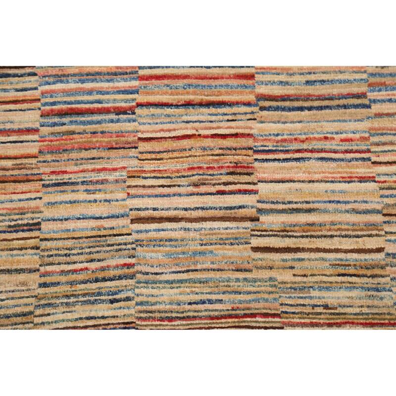 Striped Gabbeh Kashkoli Contemporary Area Rug Hand-knotted Wool Carpet - 2'8" x 3'11"