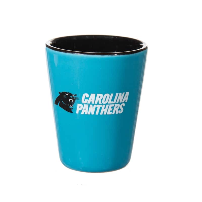Ceramic and Glass Shot Glass with Gift Box, 4pc Set, Carolina Panthers