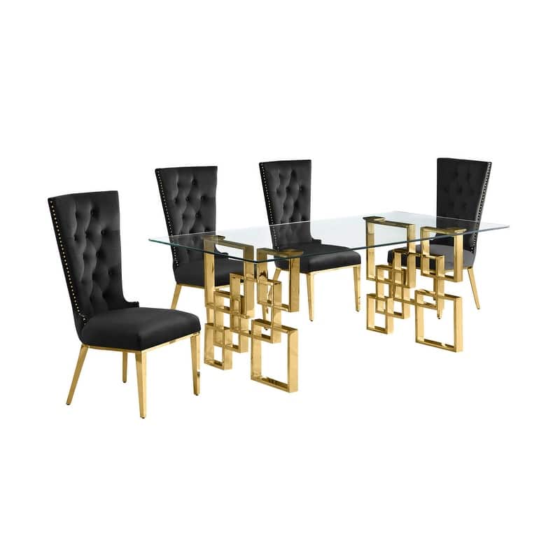 Best Quality Furniture D221/2-SC330-7 Dining Set with 12mm Tempered Glass