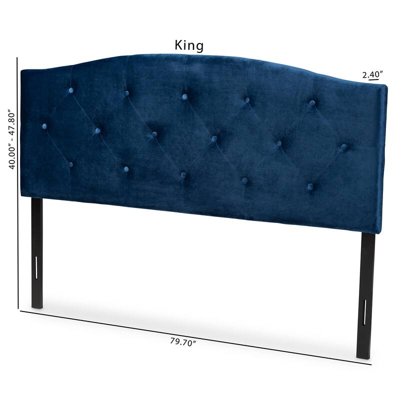 Leone Modern and Contemporary Velvet Upholstered Headboard-Navy Blue