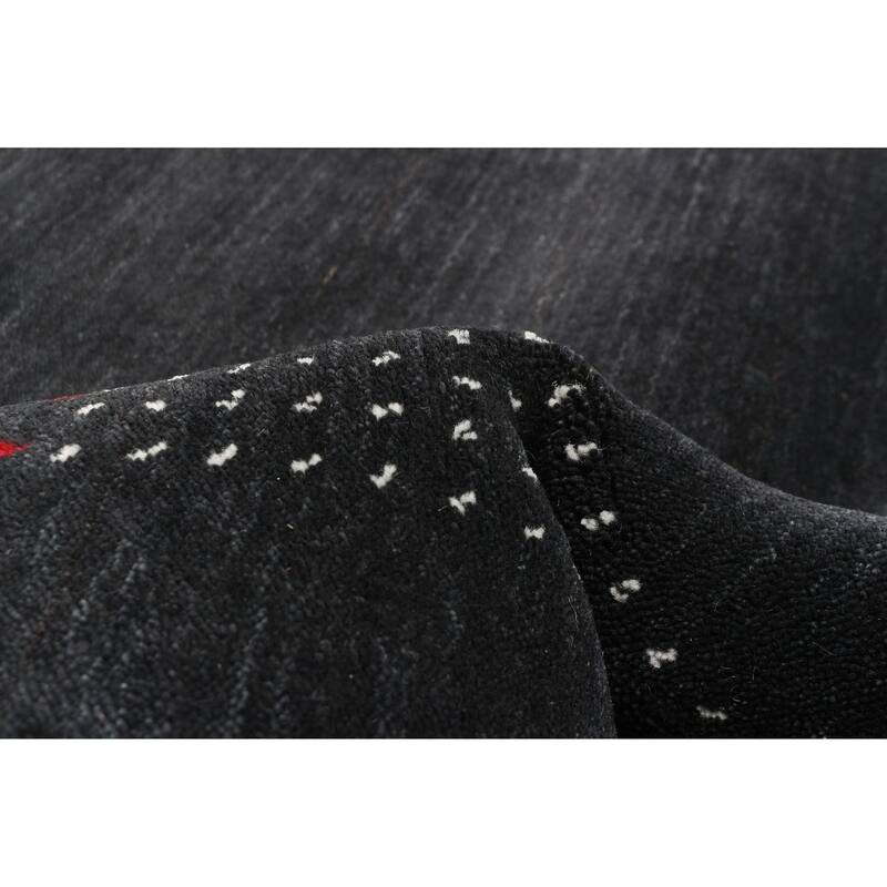 ECARPETGALLERY Hand Loomed Kashkuli Gabbeh Charcoal Wool Rug - 4'0 x 5'7