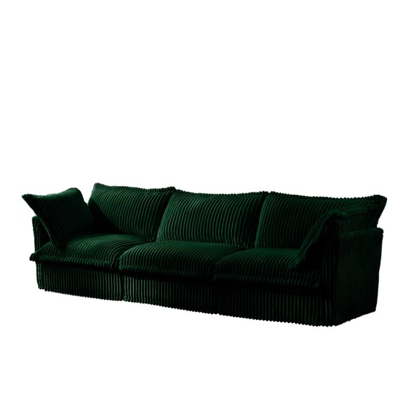 120" Corduroy Upholstered Sectional Sofa Couch with Multiple Pillows