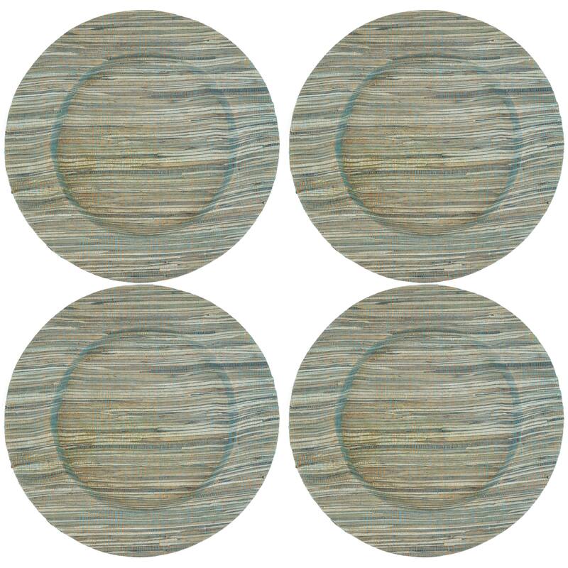 Charger Plates With Water Hyacinth Design (Set of 4) - 13"x13"