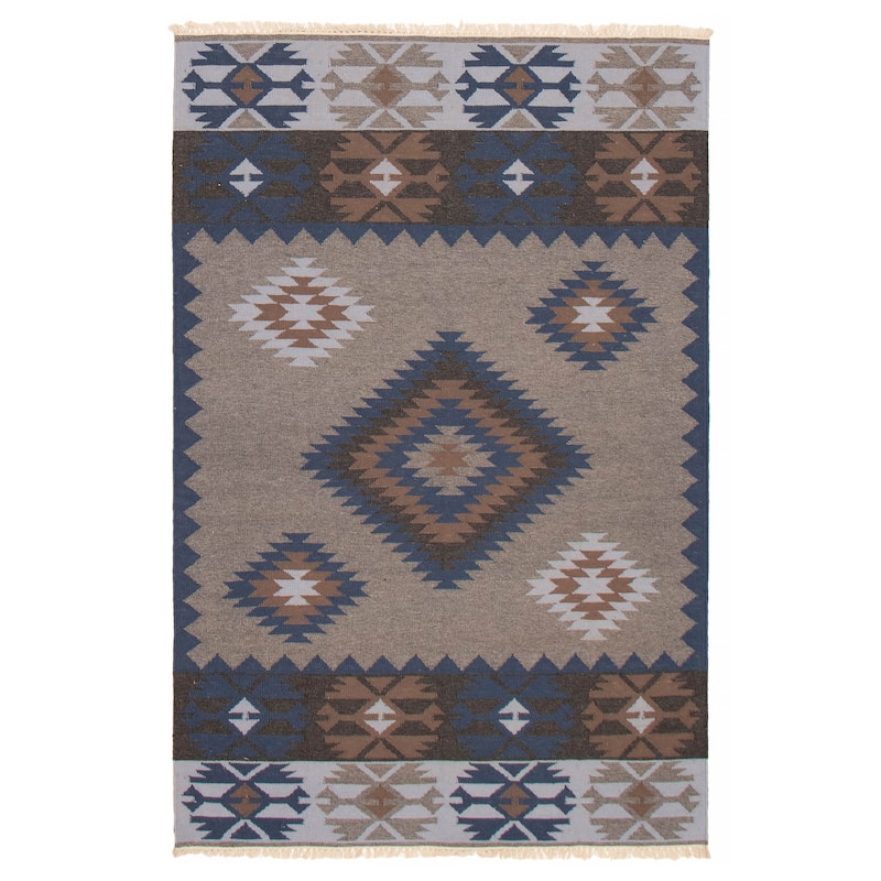 Ankara FW Grey Kilim 5'1" x 8'0" - 5'1 x 8'0 - Grey - 5'1 x 8'0