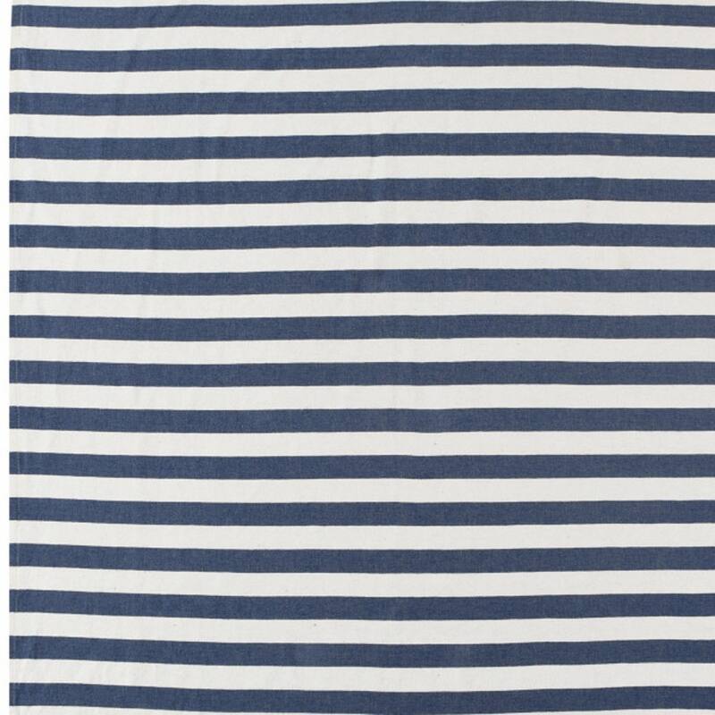 HomeRoots 50" X 60" Navy Blue And White Striped Cotton Throw Blanket