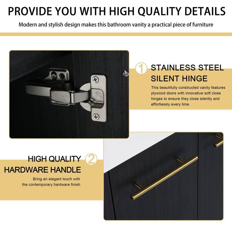 Malwee 24"/30"/36"/48" Floating Bathroom Vanity with Sink, Wall Mounted Bathroom Vanity with Soft Close Doors