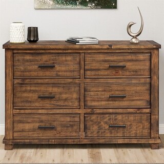 Rustic 6 Drawers Reclaimed Pine Wood Wider Dresser - Bed Bath & Beyond ...