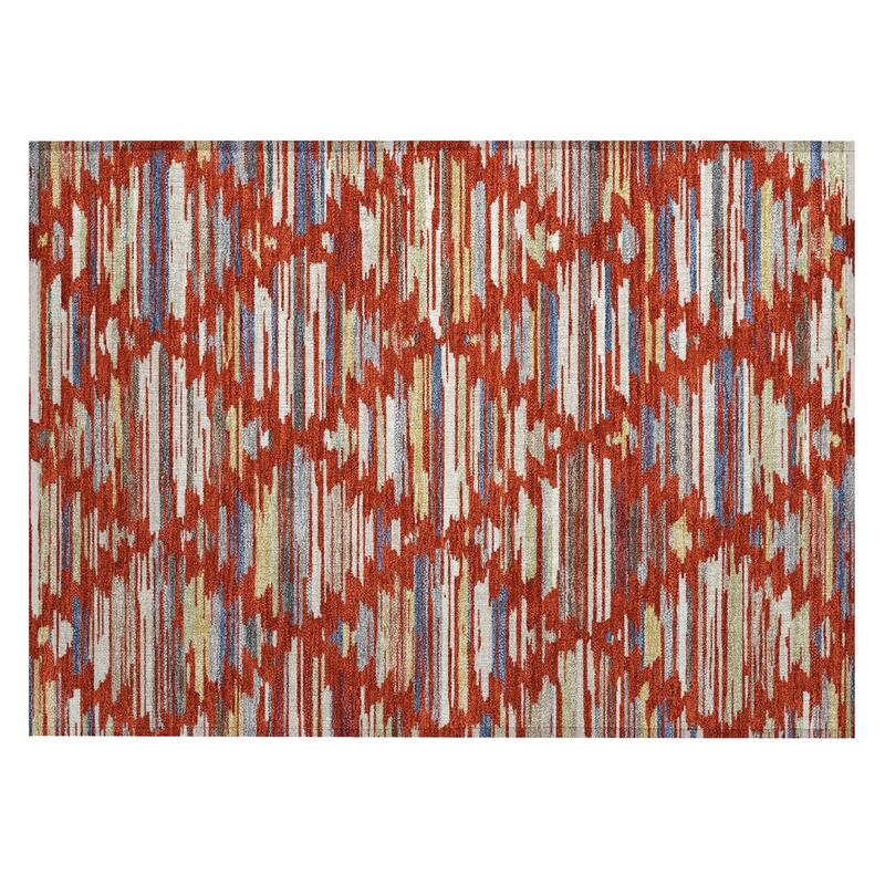 Machine Washable Indoor/ Outdoor Modern Trellis Chantille Rug