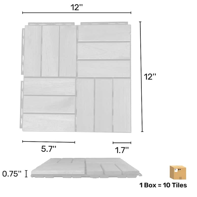 1 ft. x 1 ft. Square Acacia Wood Quick Interlocking Patio Deck Tiles