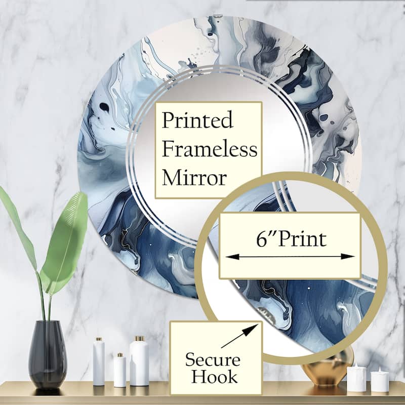 Designart "Blue and Grey Ethereal Elixir II" Abstract Modern Wall Mirror