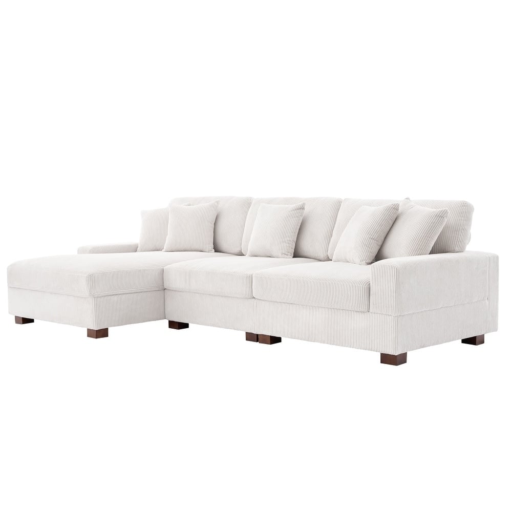 Upholstered Oversized Modular Sectional Sofa Set Corduroy Sleeper Sofa With Chaise