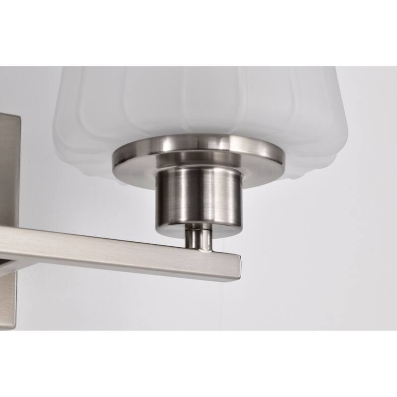 Lune 2 Light Vanity Brushed Nickel Finish Etched White Glass - Brushed Nickel