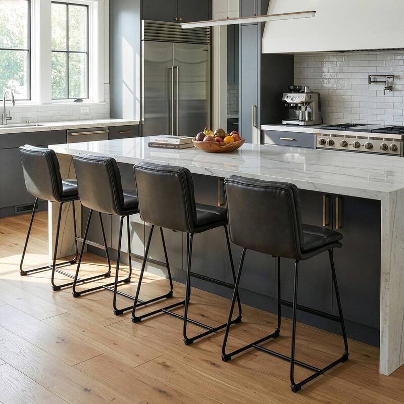 Set of 2 Aulani Upholstered Metal Frame Counter Stool