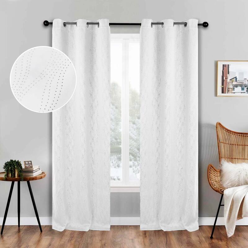 Superior Zuri Washable Room Darkening Curtains - Set of 2 Panels Window Drapes for Privacy, UV Sunlight Reduction - 52"x63" - Snow White
