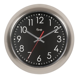 Equity by La Crosse 11-In Owen Silent Quartz Clock with Titanium finish