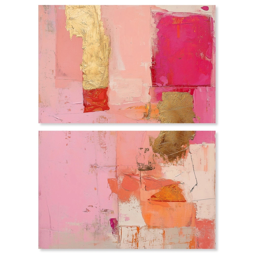 Petal Patchwork I Canvas Set of 2 by Art Remedy, Gallery Wrapped