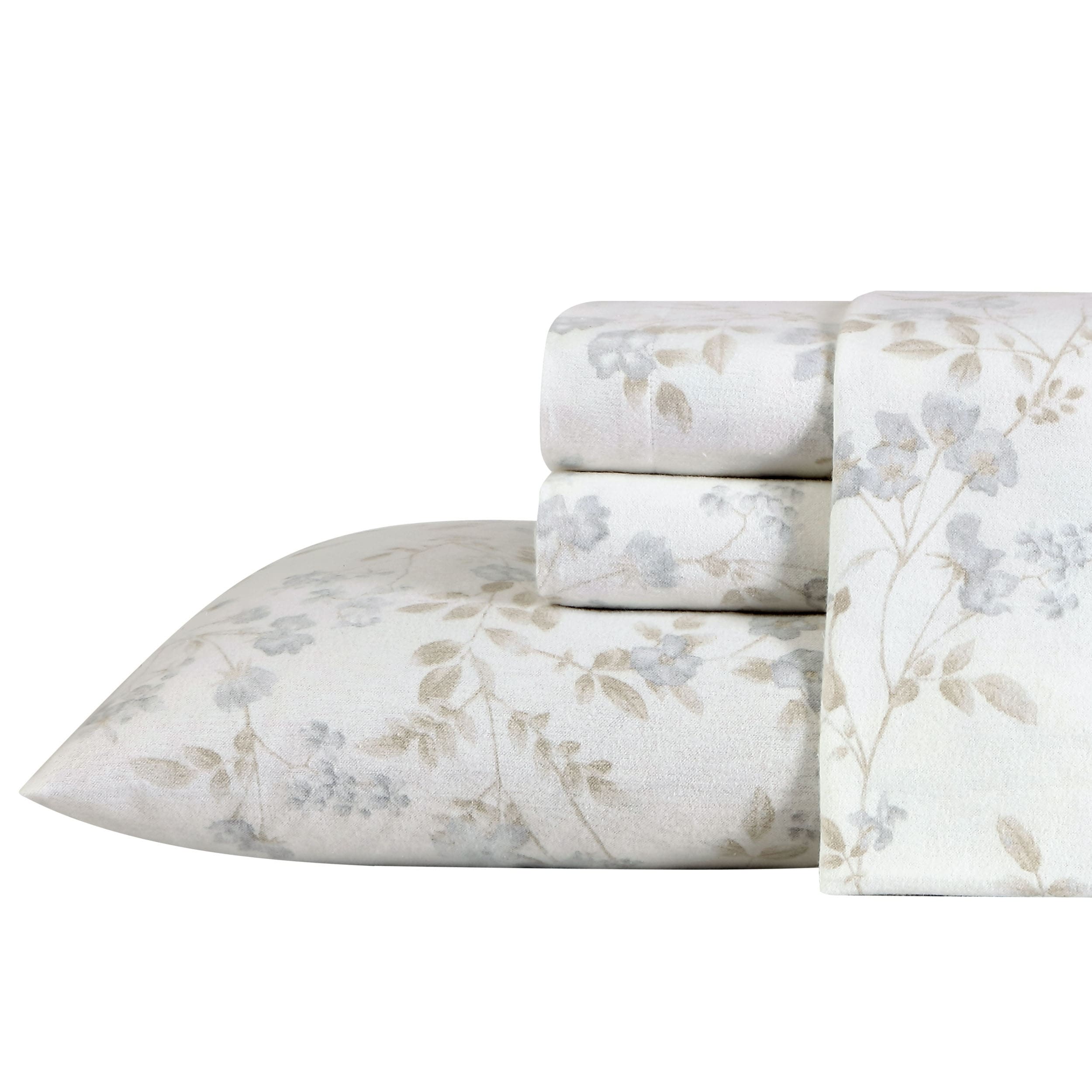 Laura Ashley Cotton Flannel Deep Pocket Bed Sheet Set - Overstock 