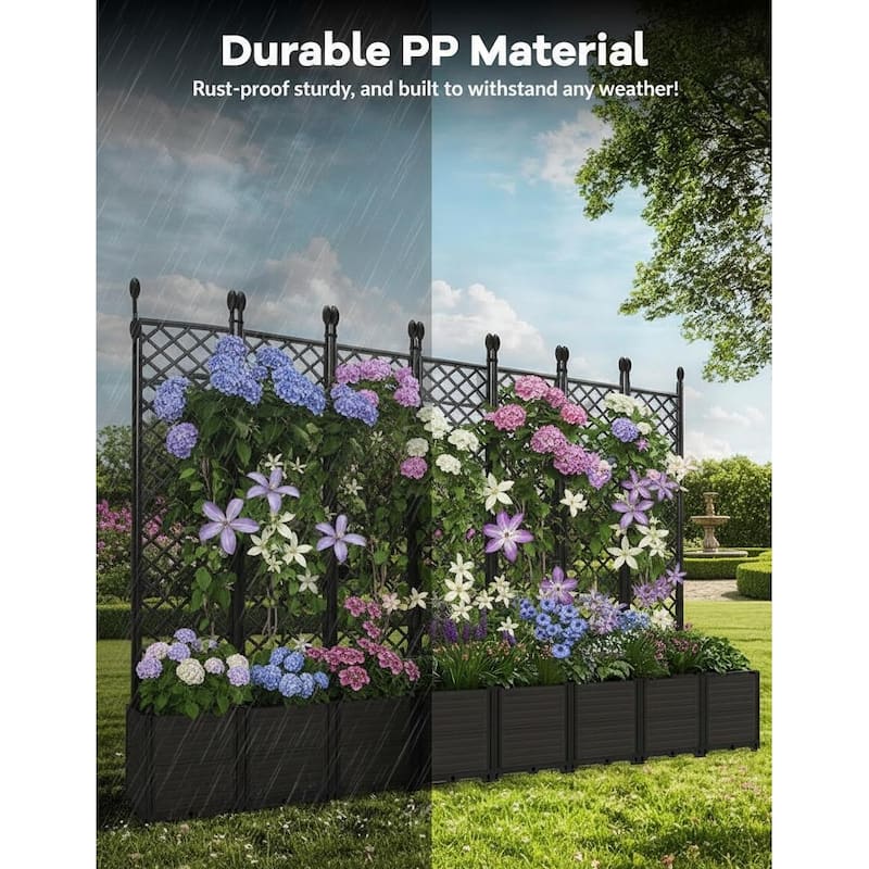 Raised Planter Box with Trellis, Balcony Privacy Screening