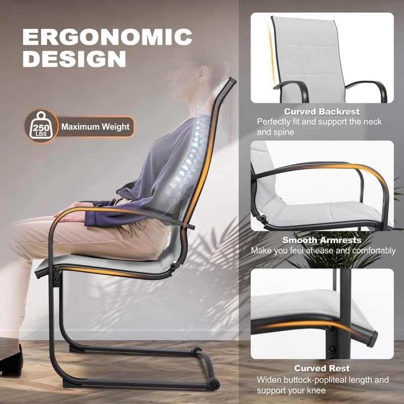 Nuu Garden 2 PCS Foam-Padded Textilene C-spring Dining Chairs