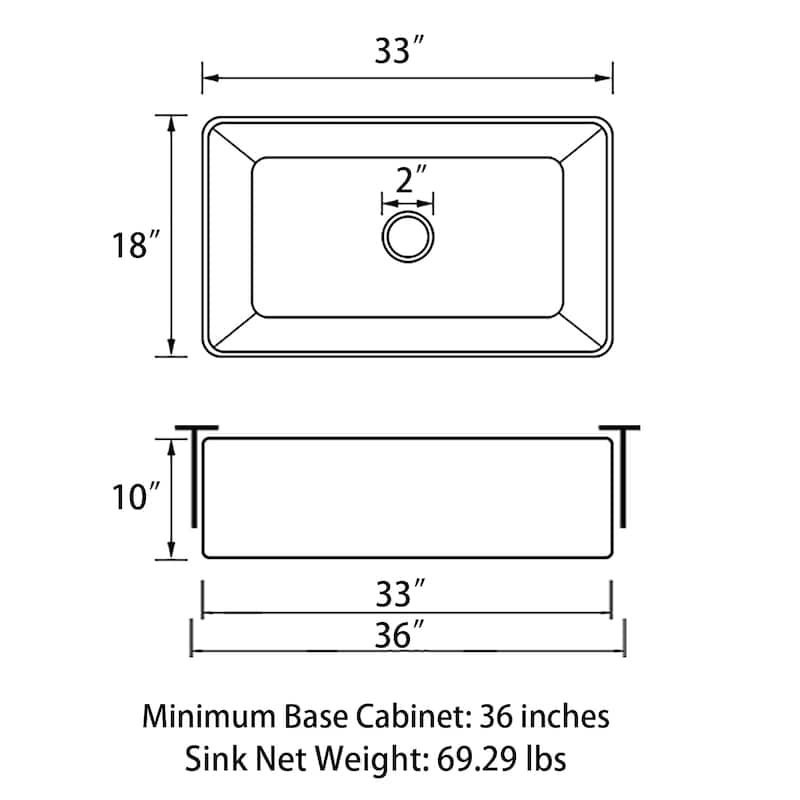 Sinber Farmhouse Apron Single Bowl Kitchen Sink with Fireclay White Finish