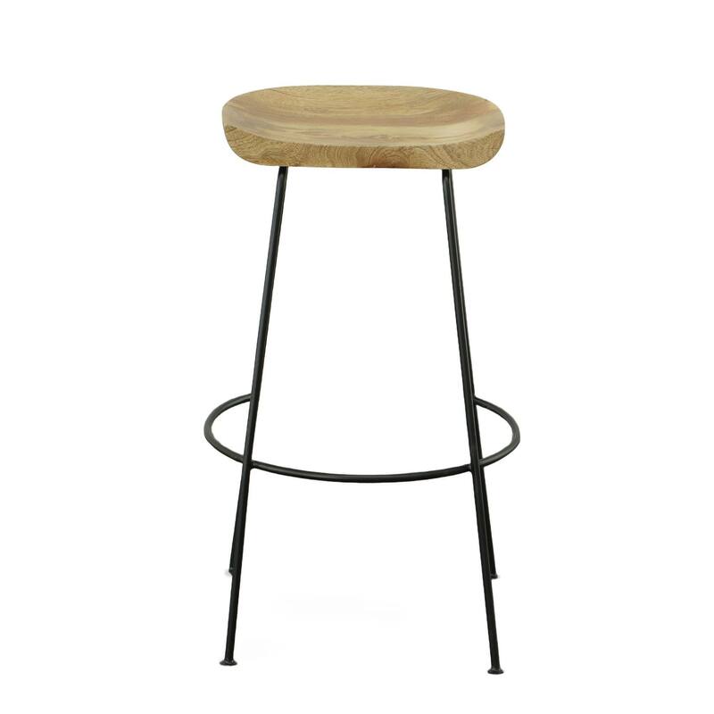 Curved Seat Wooden Barstools - 30.5" - Set of 2