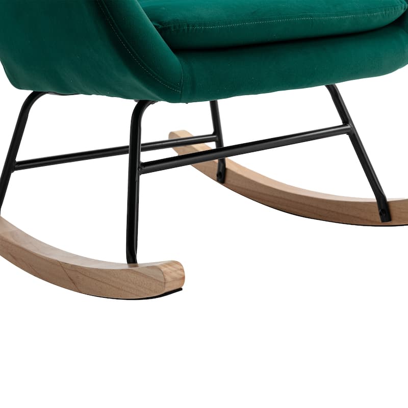 Velvet Fabric Padded Seat Rocking Chair