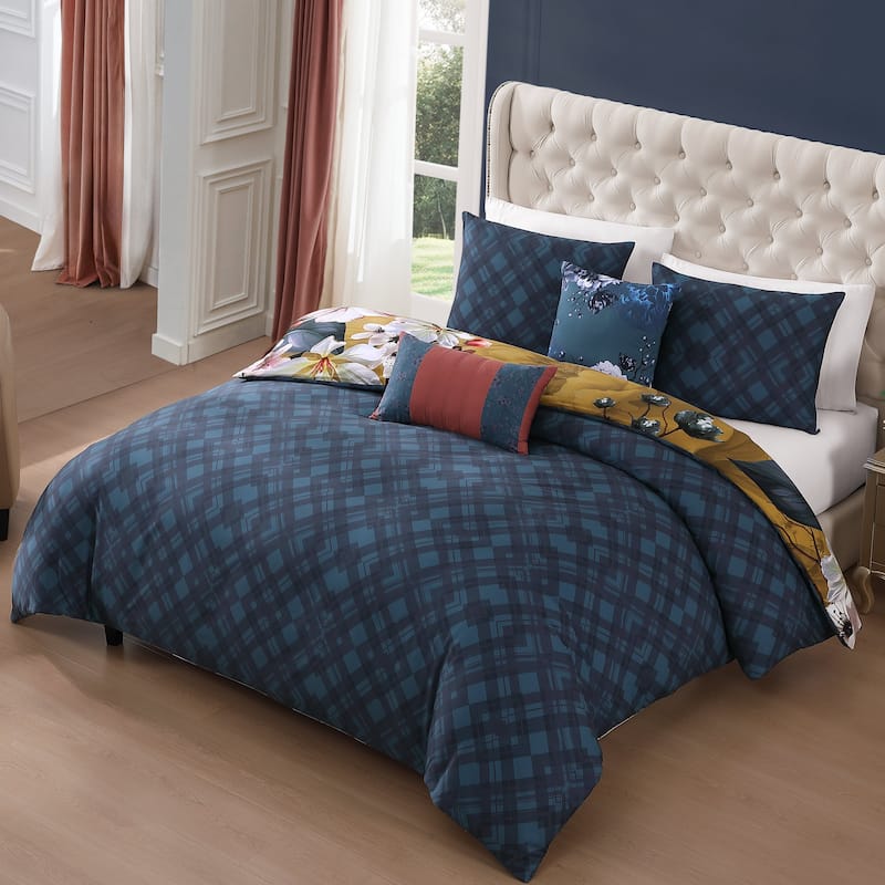 Bebejan Golden Bounty 100% Cotton Sateen 5 Piece Reversible Comforter Set