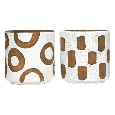 Terra-cotta Planter with Shapes, Set of 2 Styles, Holds 4" Pot