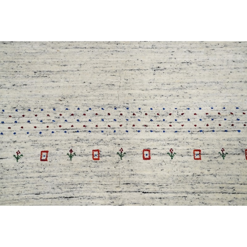Hand Knotted Oriental 100% Wool Carpet Tribal Animal Pictorial Beige & Ivories Gabbeh Area Rug - 7' 7'' X 5' 3''