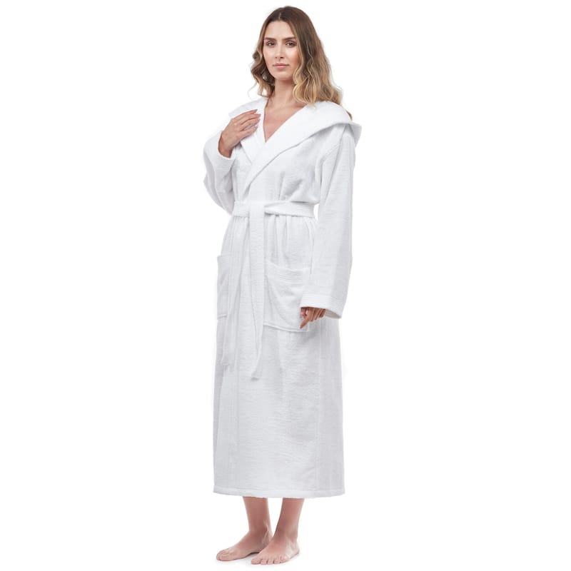 Soft Turkish Terry Cotton Women's Hooded Bathrobe