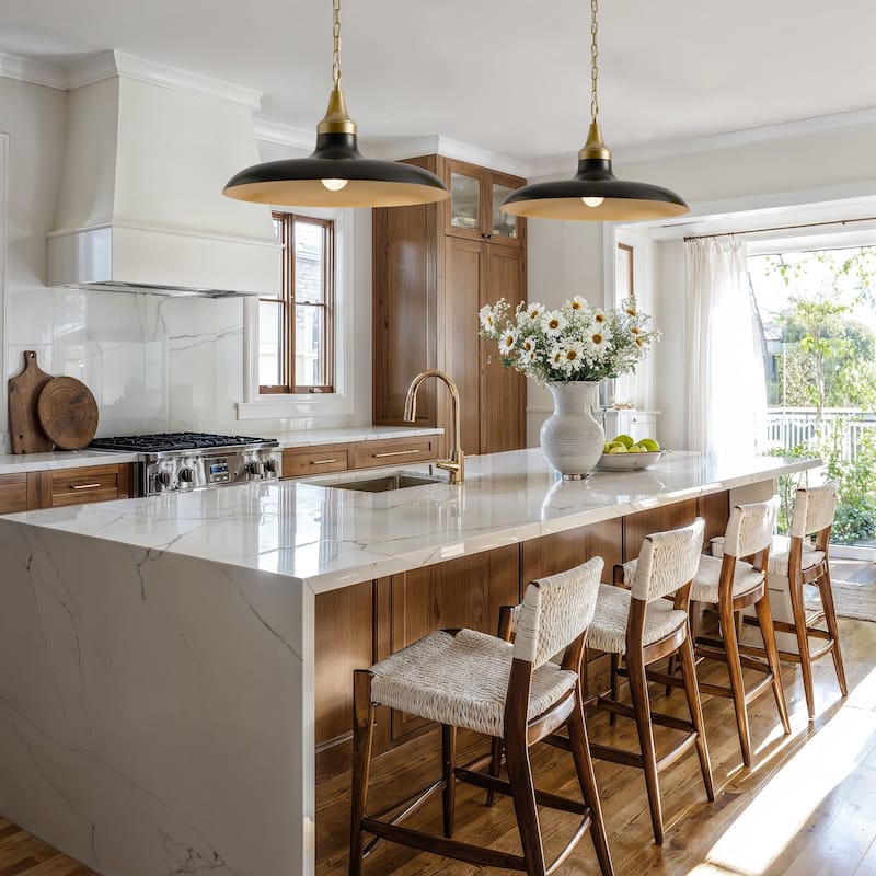 Raven Black Modern Pendant Light - Metal Matte Black, Brass Dome Light Fixture For Modern, Scandinavian, Minimalist Room Decor