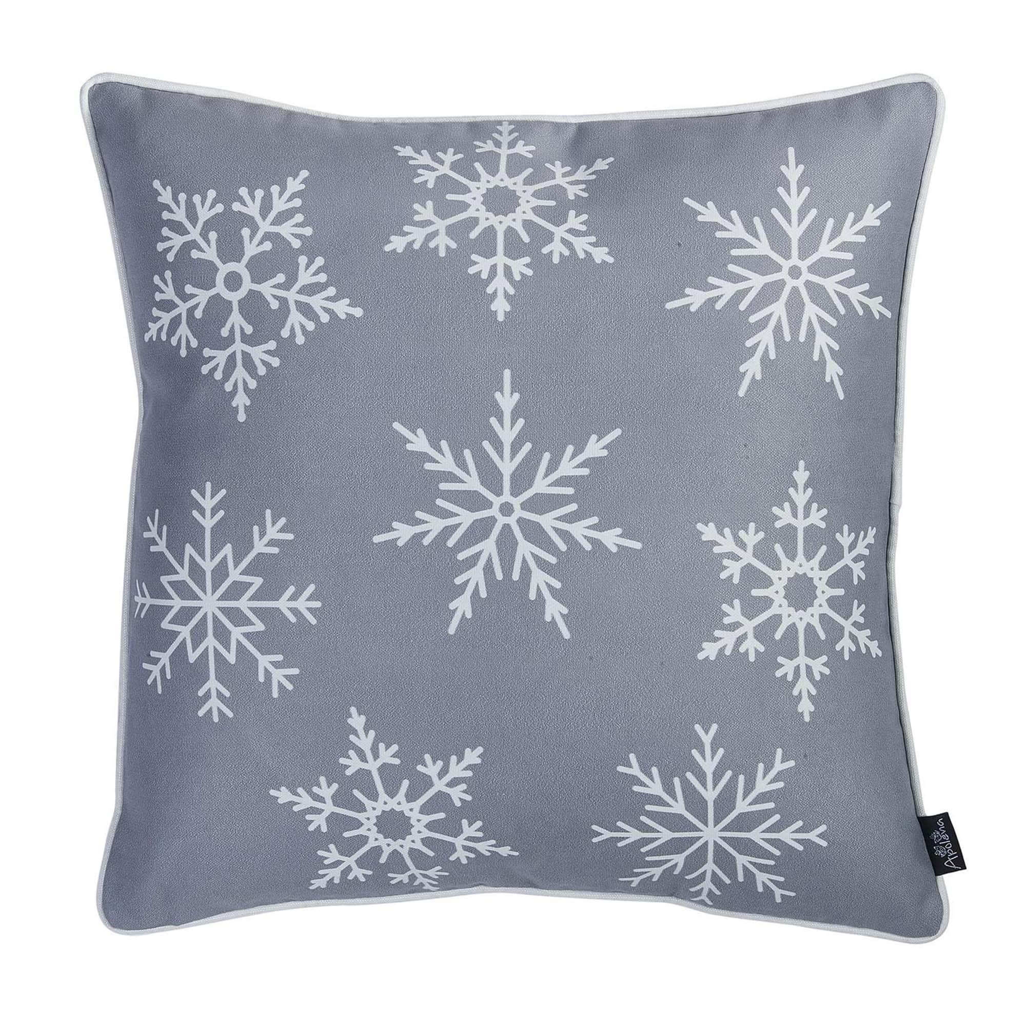 Shop Dancing Snowflakes 18 Navy Blue Decorative Throw Pillow Cover