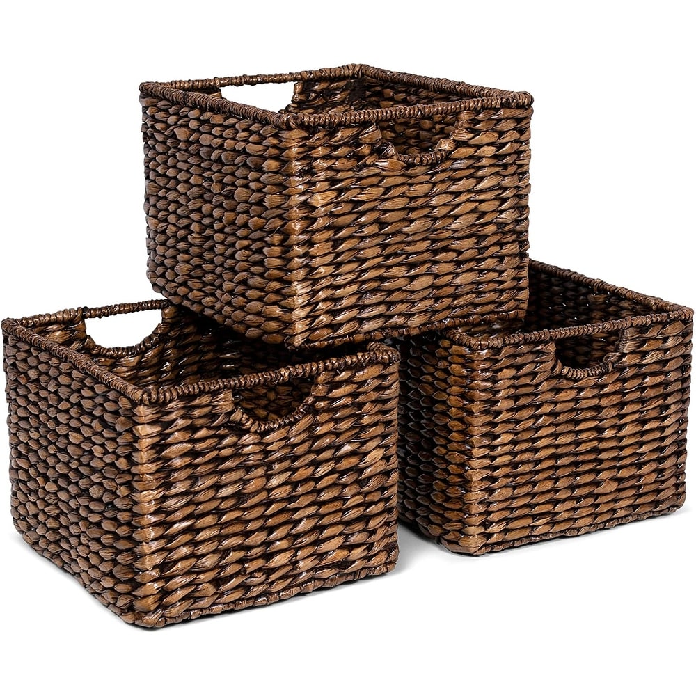 1PC Large, 2PCS Medium Walnut Set of 3 GRANNY SAYS Hand-Woven Storage Baskets Wicker Baskets with Handles Decorative Basket Set