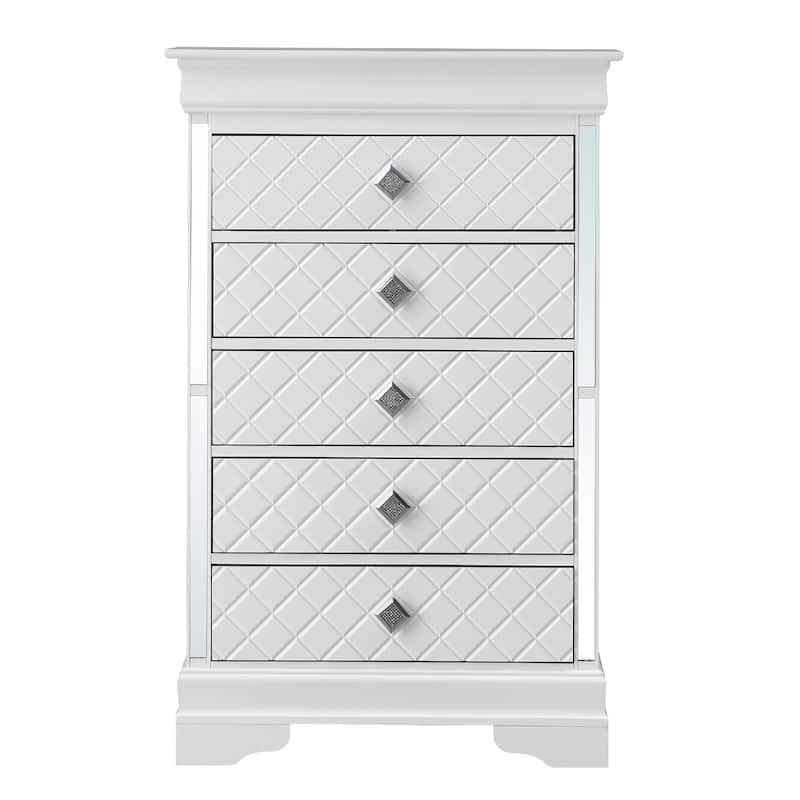 Wooden 5-Drawer Bedroom Chest - 48" - Silver