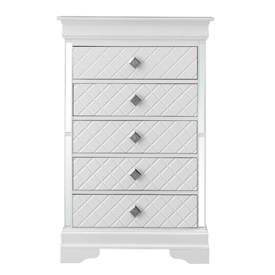 Wooden 5-Drawer Bedroom Chest - 48" - Silver