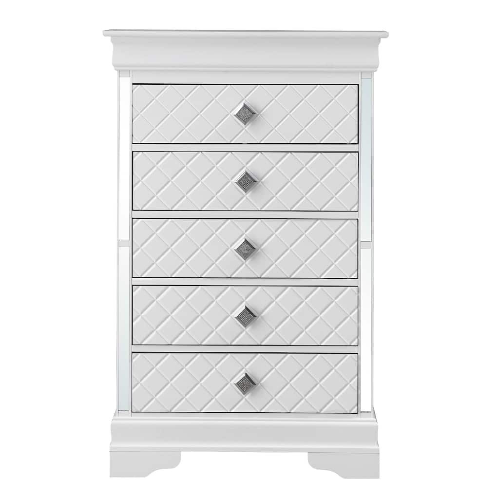 Wooden 5-Drawer Bedroom Chest - 48" - Silver