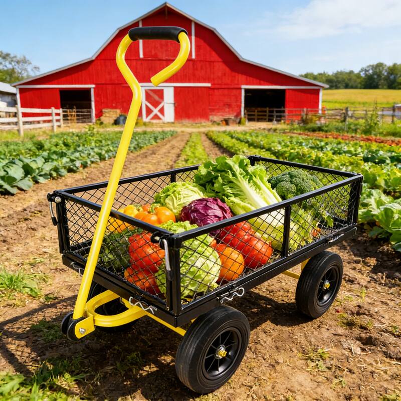 Anmytek Heavy Duty Steel Mesh Utility Wagon with Removable Sides 880 lbs Capacity Garden Cart
