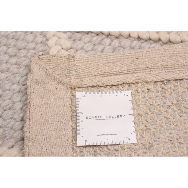 ECARPETGALLERY Braid weave Sienna Grey Wool Rug - 2'3 x 9'10