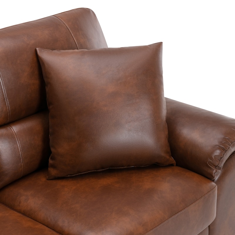 Morden Fort Upholstered Living Room Set, 2 Pieces, Faux Leather Loveseat and Sofa
