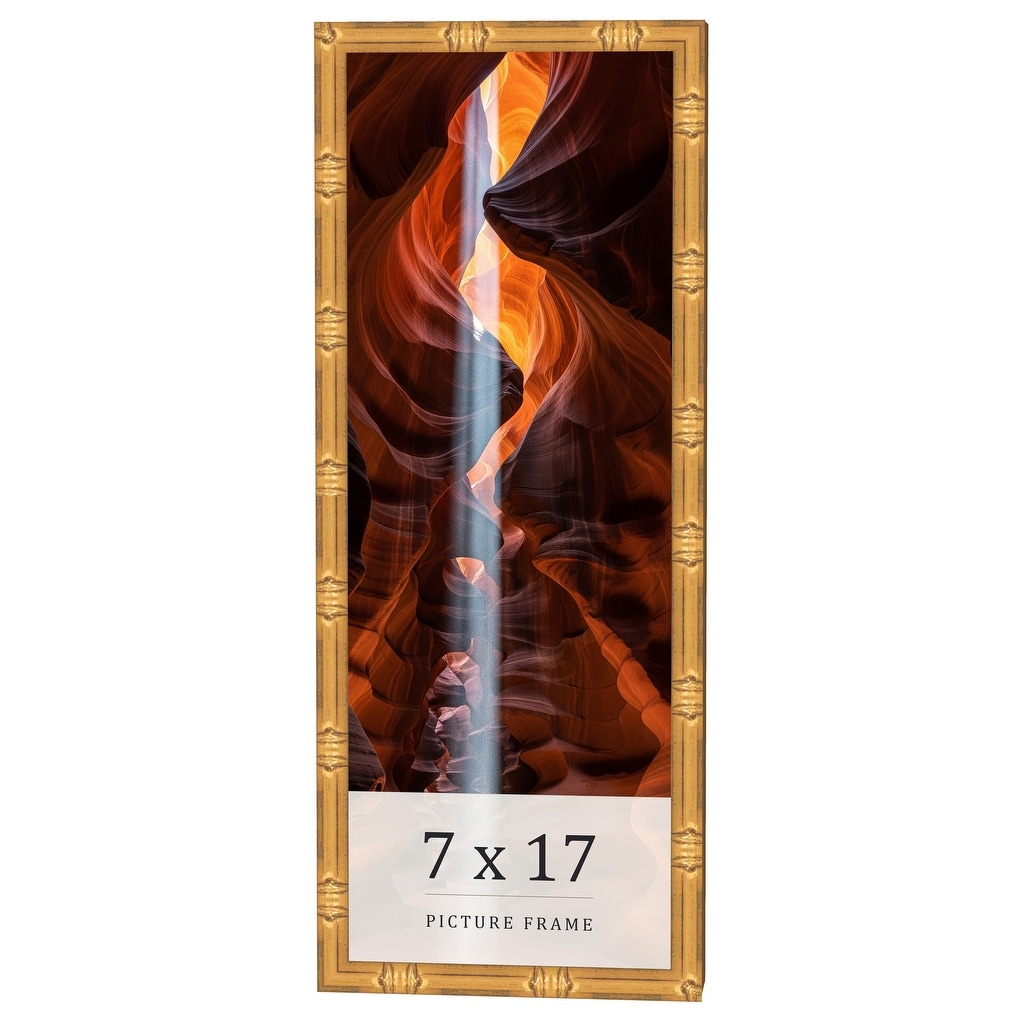 7x17 Frame Gold Bamboo Solid Wood Picture Frame | 1 Inch Moulding