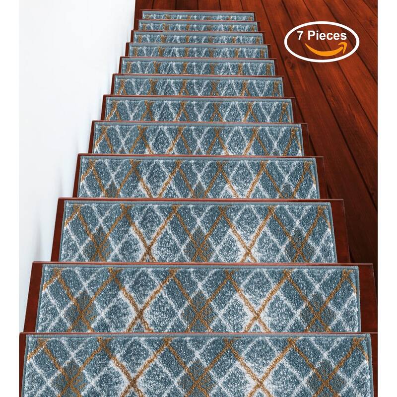 SUSSEXHOME Modern Collection Stair Treads - 7-PACK - Teal