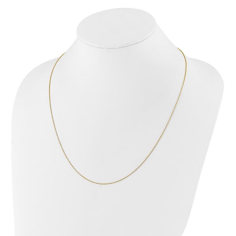 Curata 14k Yellow Gold 22" 1mm Beaded Adjustable Chain Necklace (Lobster)